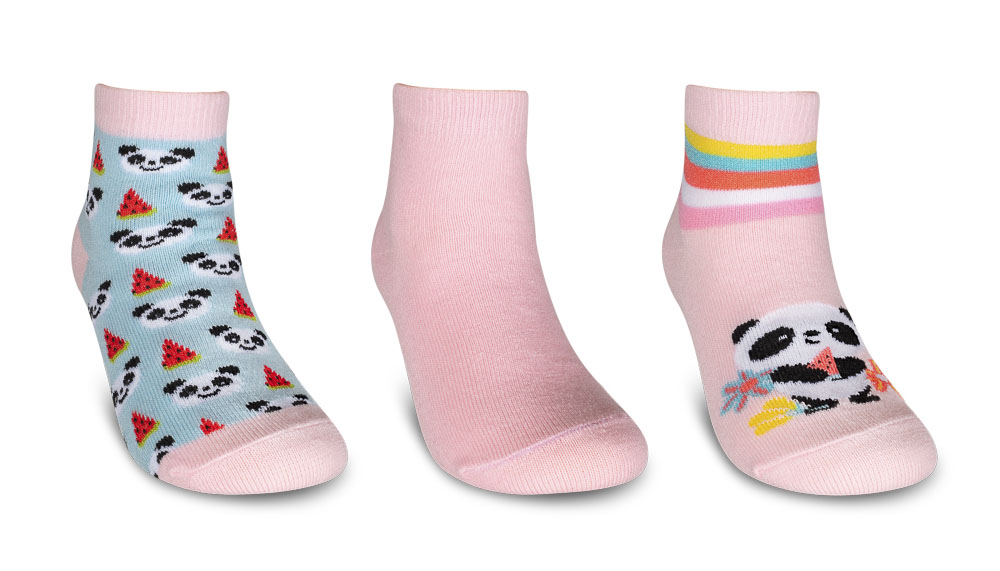 Kit 3 Pares de Meias Kids 23/27 Cano Curto Feminina Sortidas (004HOKC21216) Hoahi 1