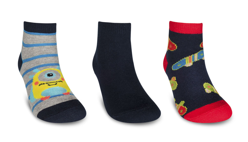 Kit 3 Pares de Meias Kids 23/27 Cano Curto Masculino Sortidos (004HOKC21217) Hoahi 1