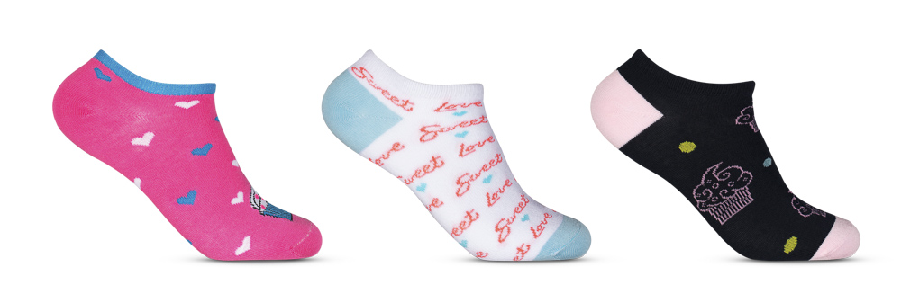 Kit 3 Pares de Meias 33/38 Invisivel Sortido Estampado (004HOWI21511) Hoahi 1