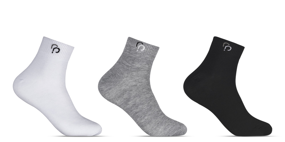 Kit 3 Pares de Meias 39/43 Cano Curto Branca/Preta/Cinza (004RPMC21083) Rafa Parize 1