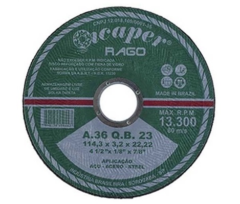 Disco De Corte 4.1/2 X1/8 X7/8 Inox Icaper 1