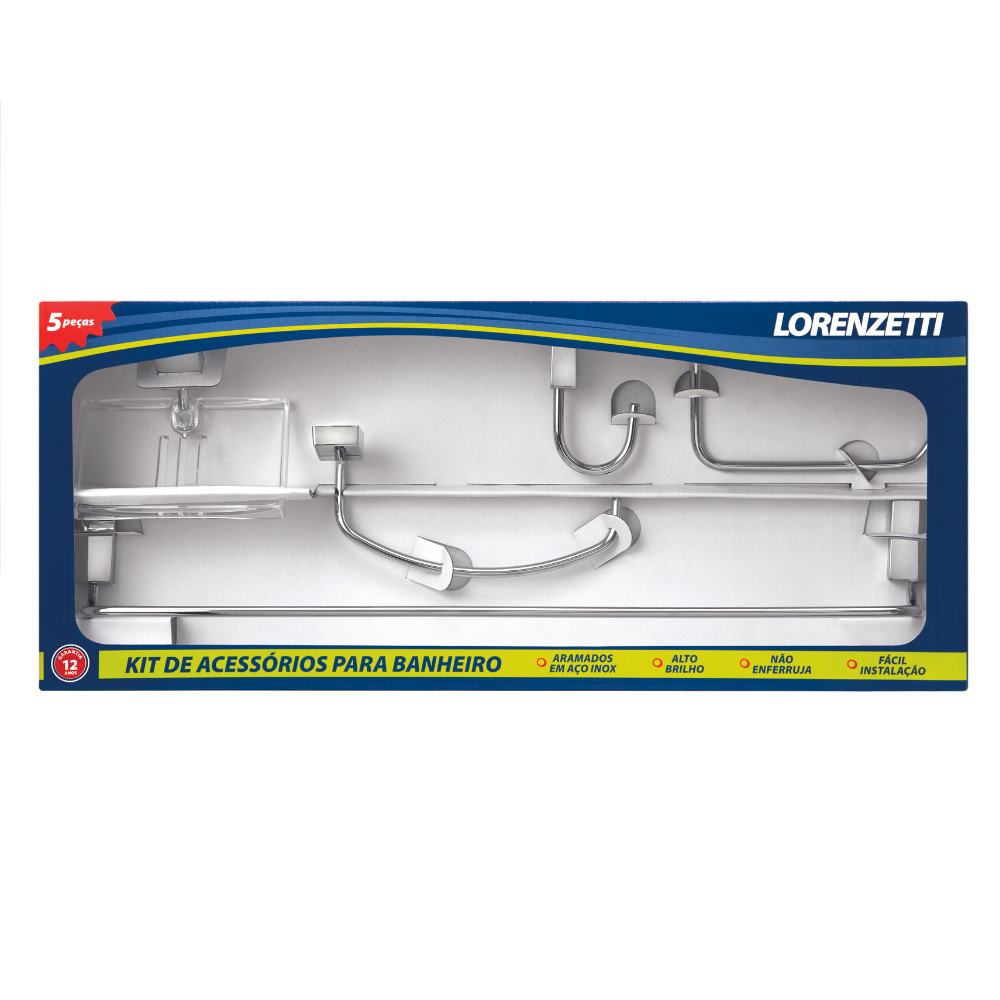 Kit Acessórios Banheiro 5 Peças Inox LorenWay 2000 C30 7041241 Lorenzetti 1
