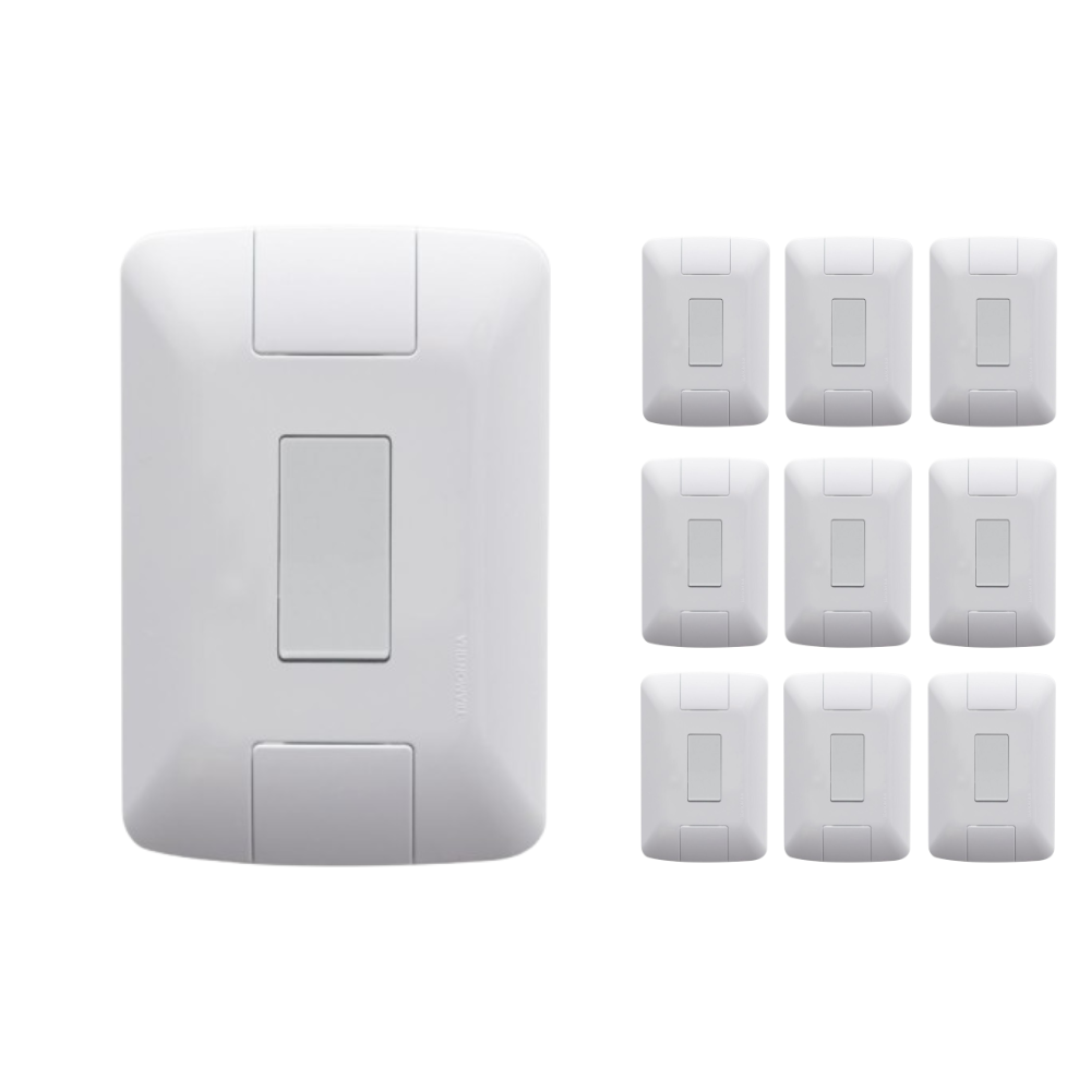 Kit 10 Conjuntos 4x2 Com 1 Interruptor Simples 6A 250V Branco 57241001 Aria Tramontina