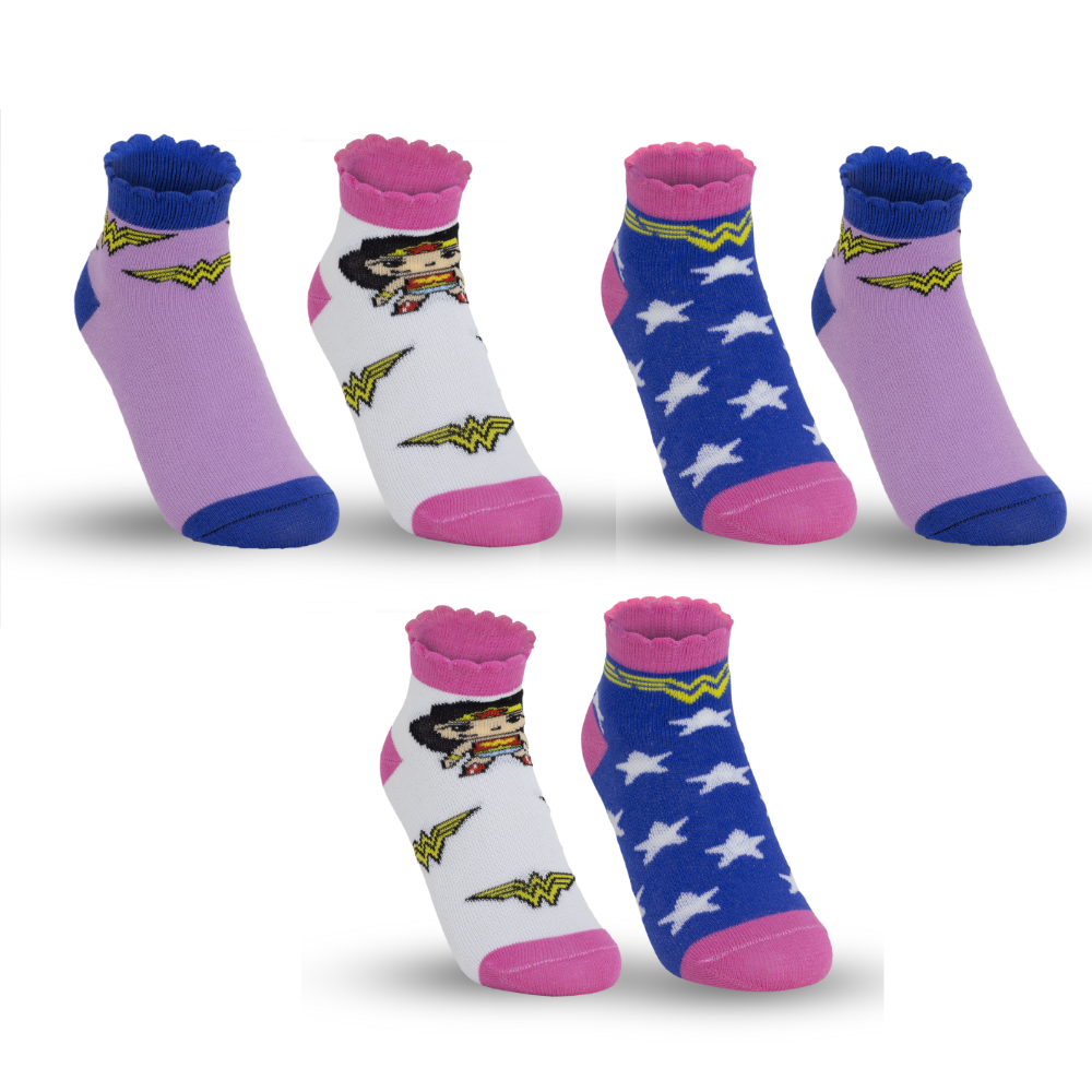 Kit 2 Pares de Meias 28/33 Juvenil Cano Curto Mulher Maravilha Sortidos (004DCJC23264) Hoahi 1