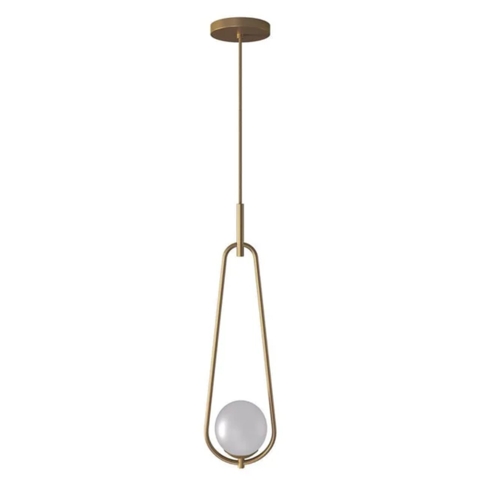 Pendente Pendolo Alumínio Dourado Vidro Ø10cm Âmbar 1 Lâmpada G9 Bivolt OR1178 Orluce 1