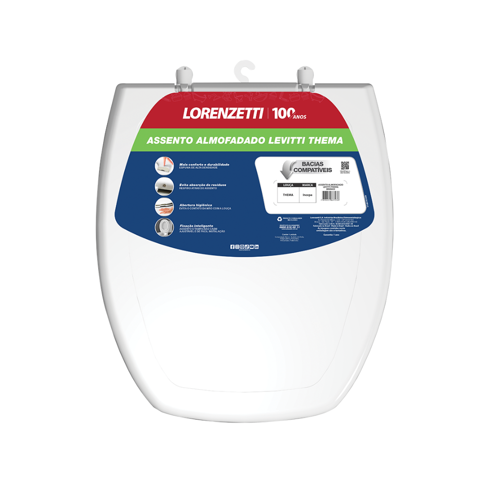 Assento Sanitario Almofadado Thema Branco 7150113 Lorenzetti 1