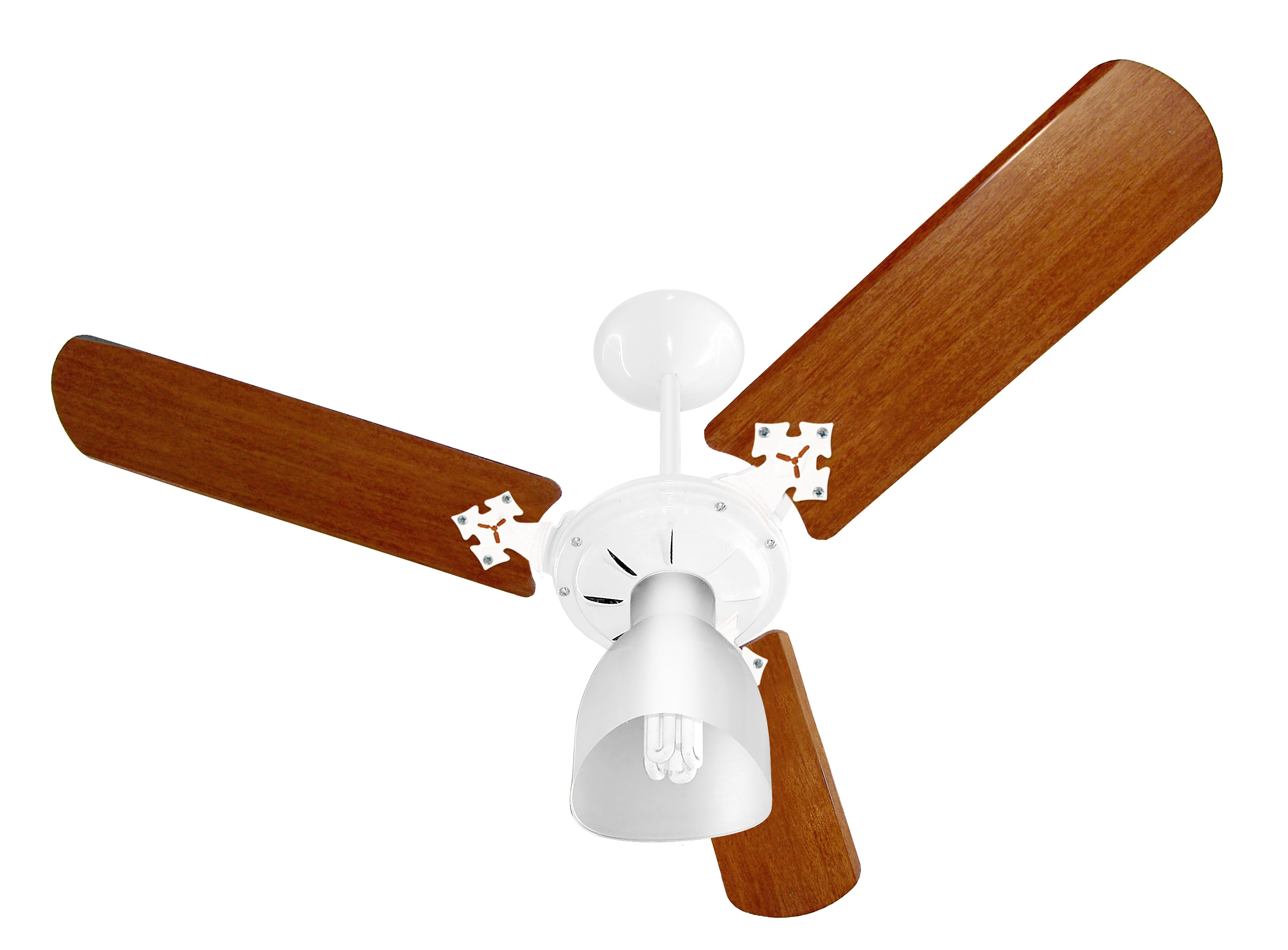 Ventilador De Teto Economiq New Delta Light BRANCO 3 Pás cor MOGNO Globo Aberto 130W 127V C3V 38-3116 Ventidelta 1