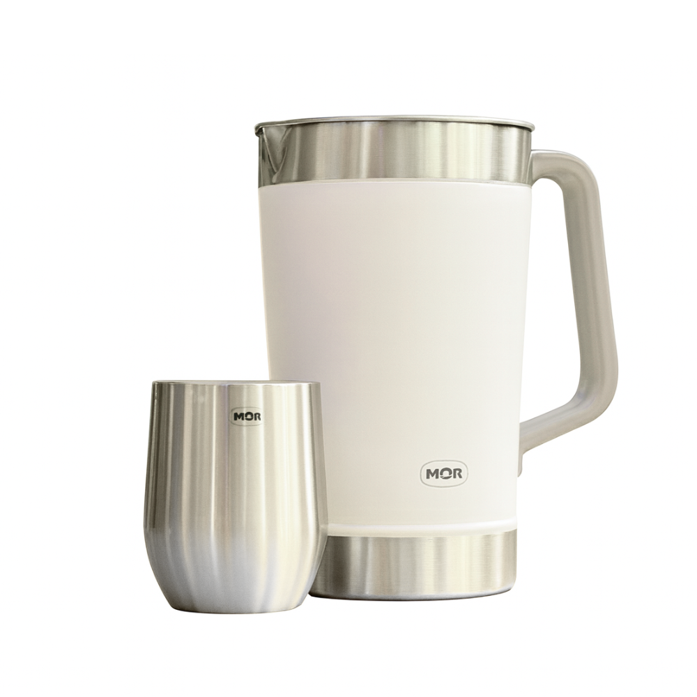 Kit Jarra Térmica Branca + Copo Térmico Inox – MOR 1