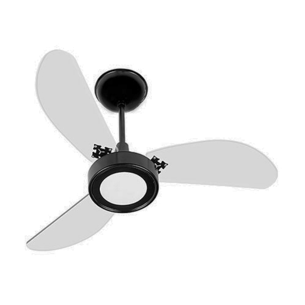 Ventilador De Teto Inverter Delta Cristal Led PRETO 3 Pás CRISTAL Bivolt Com Controle 54-3306 Ventidelta 1