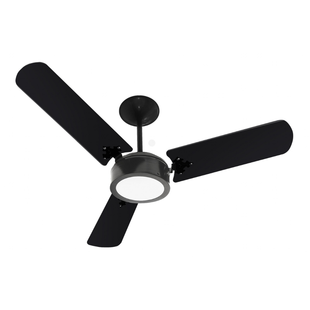 Ventilador De Teto Super Delta Led Preto 3 Pás Laqueadas Pretas Led 18W 6500K 130W 127V C3V 37-3133 Ventidelta