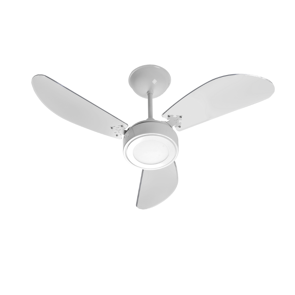 Ventilador De Teto Super Cristal Led Branco 3 Pás PP Cristal Led 18W 6500K 130W 127V C3V 37-3137 Ventidelta