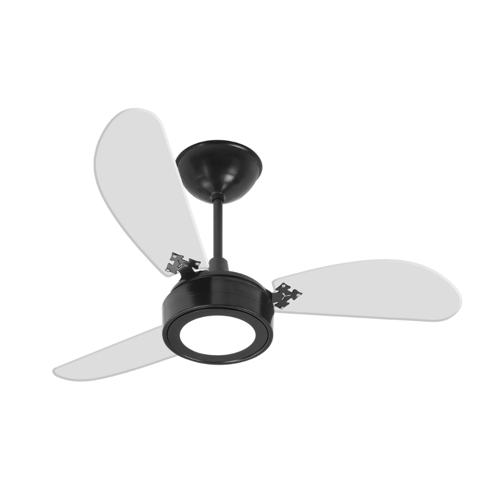 Ventilador De Teto Super Cristal Led Preto 3 Pás PP Cristal Led 18W 6500K 130W 127V C3V 37-3138 Ventidelta