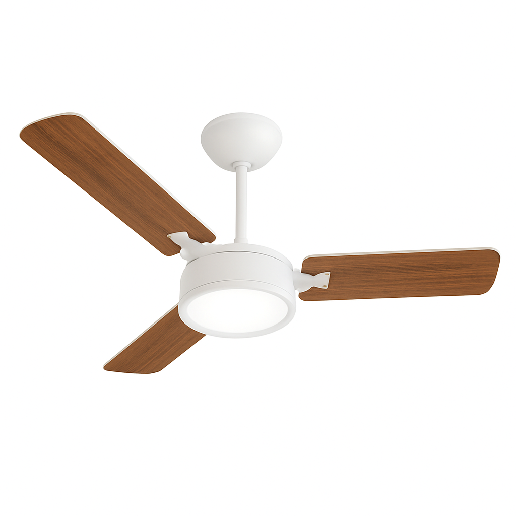 Ventilador De Teto Super Delta Led Branco 3 Pás MDF Mogno Led 18W 6500K 130W 127V C3V 37-3130 Ventidelta