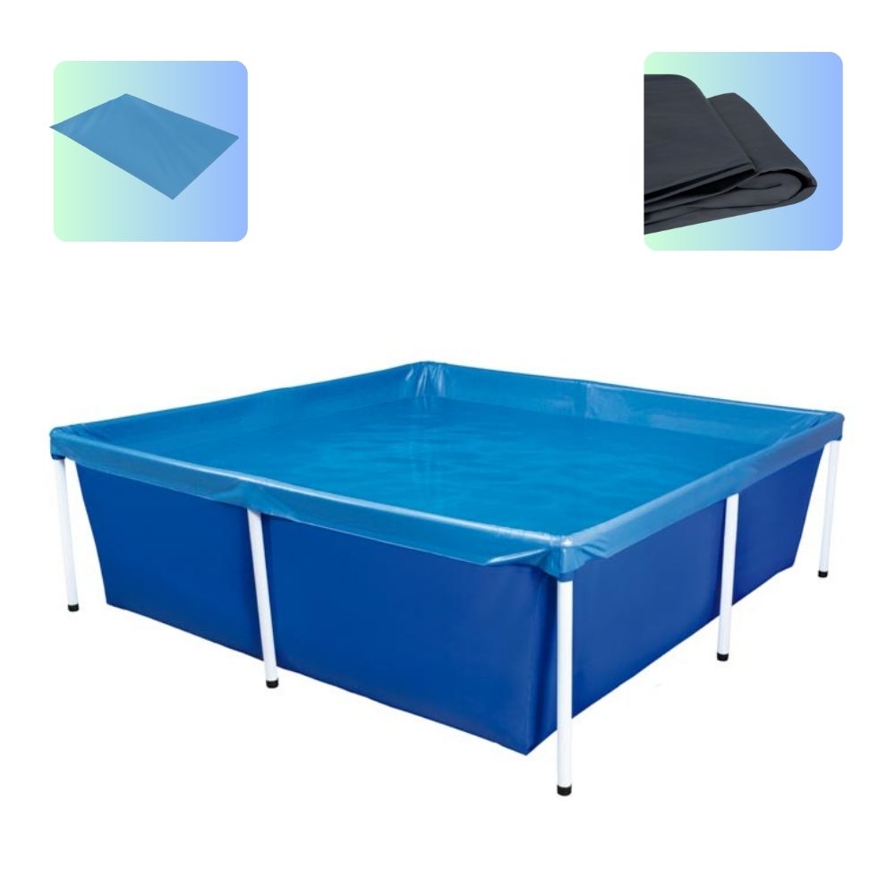 Kit Piscina Estrutural Retangular 2000 Litros + Capa + Forro - MOR 1