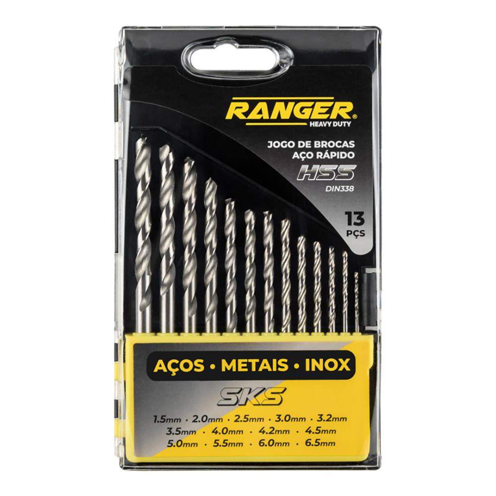 Jogo de Broca Aço Rápido HSS 13 Peças (1,5 A 6,5mm) RBA-1365 Ranger 1