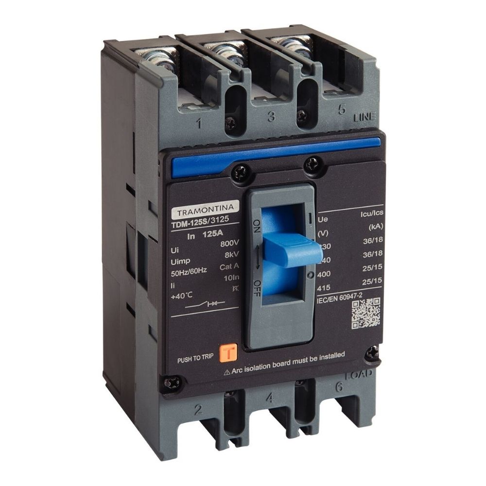 Disjuntor Tripolar 125A Caixa Moldada TDM-125S 3125 3P 36kA 58014212 Tramontina 1