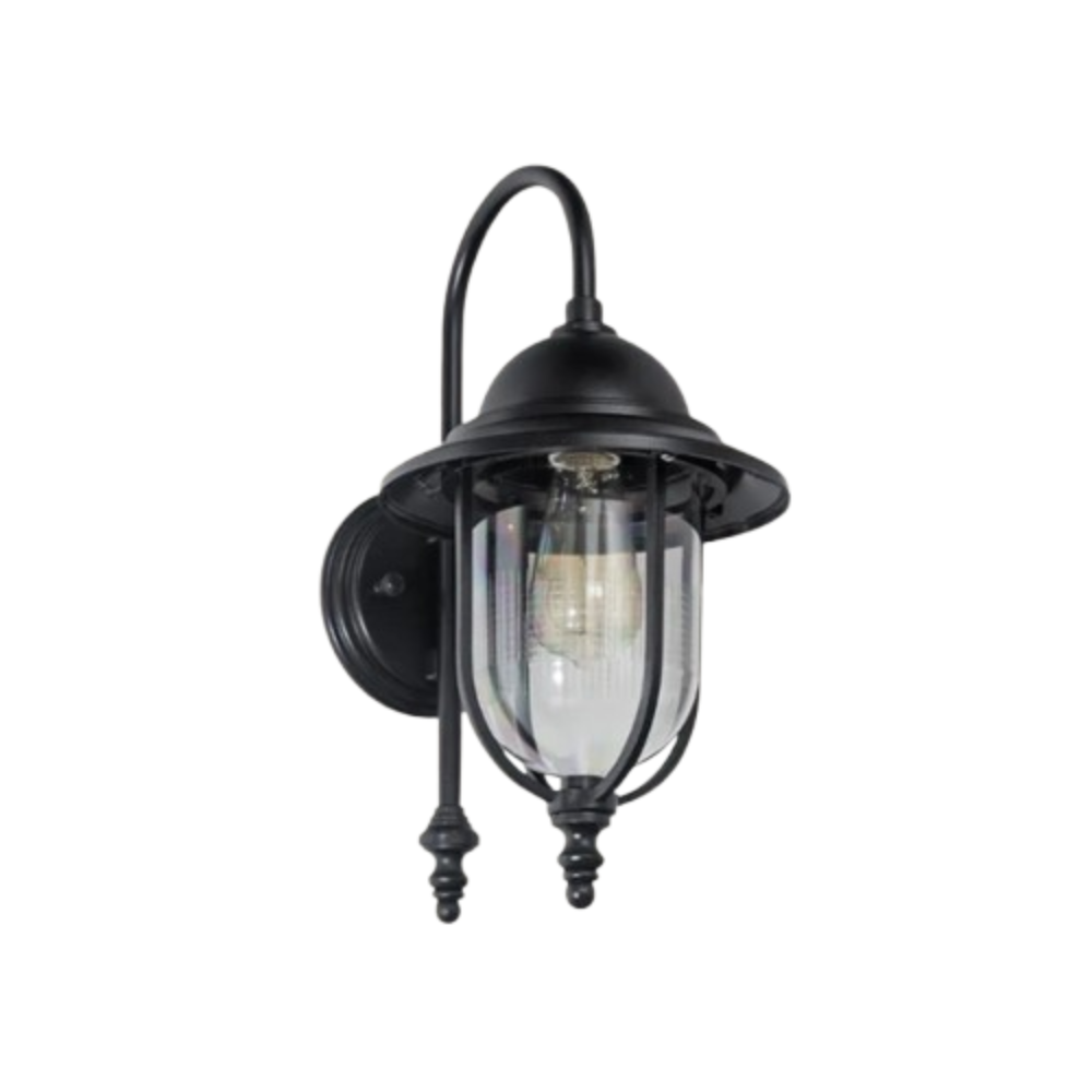 Arandela Capri Preta em Aluminio 55X30X22cm Difusor em Termoplástico 1 Lampada E-27 ESP-120 PMT Ideal 1