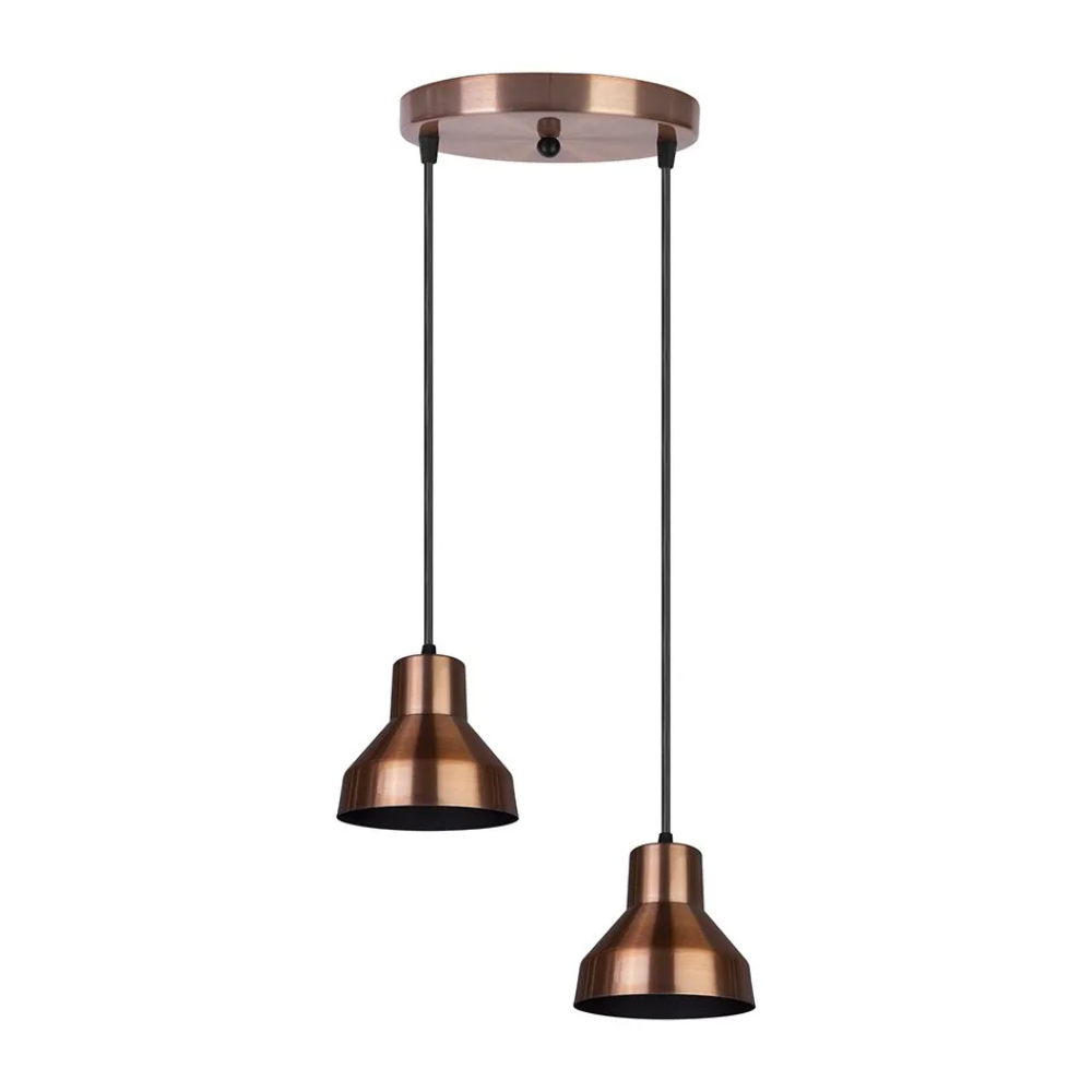 Pendente Viena Cobreado com Preto 2 Lampadas E-27 PD130/2CO_PT Kin Light 1