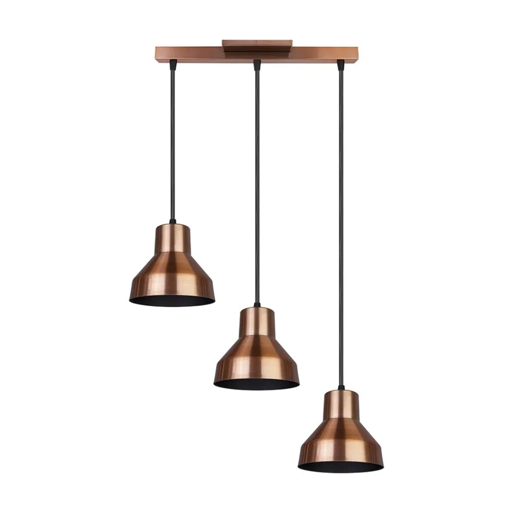 Pendente Viena Cobreado com Preto 3 Lampadas E-27 PD130/3CO_PT Kin Light 1