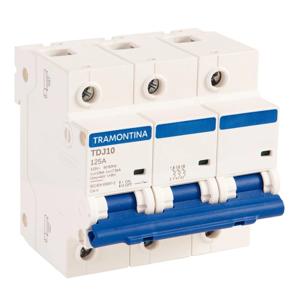 Disjuntor Tripolar 125A Din TDJ10 3P 10kA Curva C 58013146 Tramontina 1