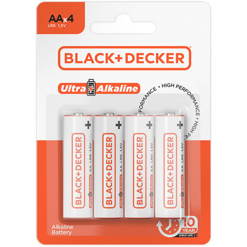 Pilha Alcalina B+D High Ultra Alkaline AA LR6 1,5V Blister Com 4 Unidade BDBT-00AA-04 Black Decker 1