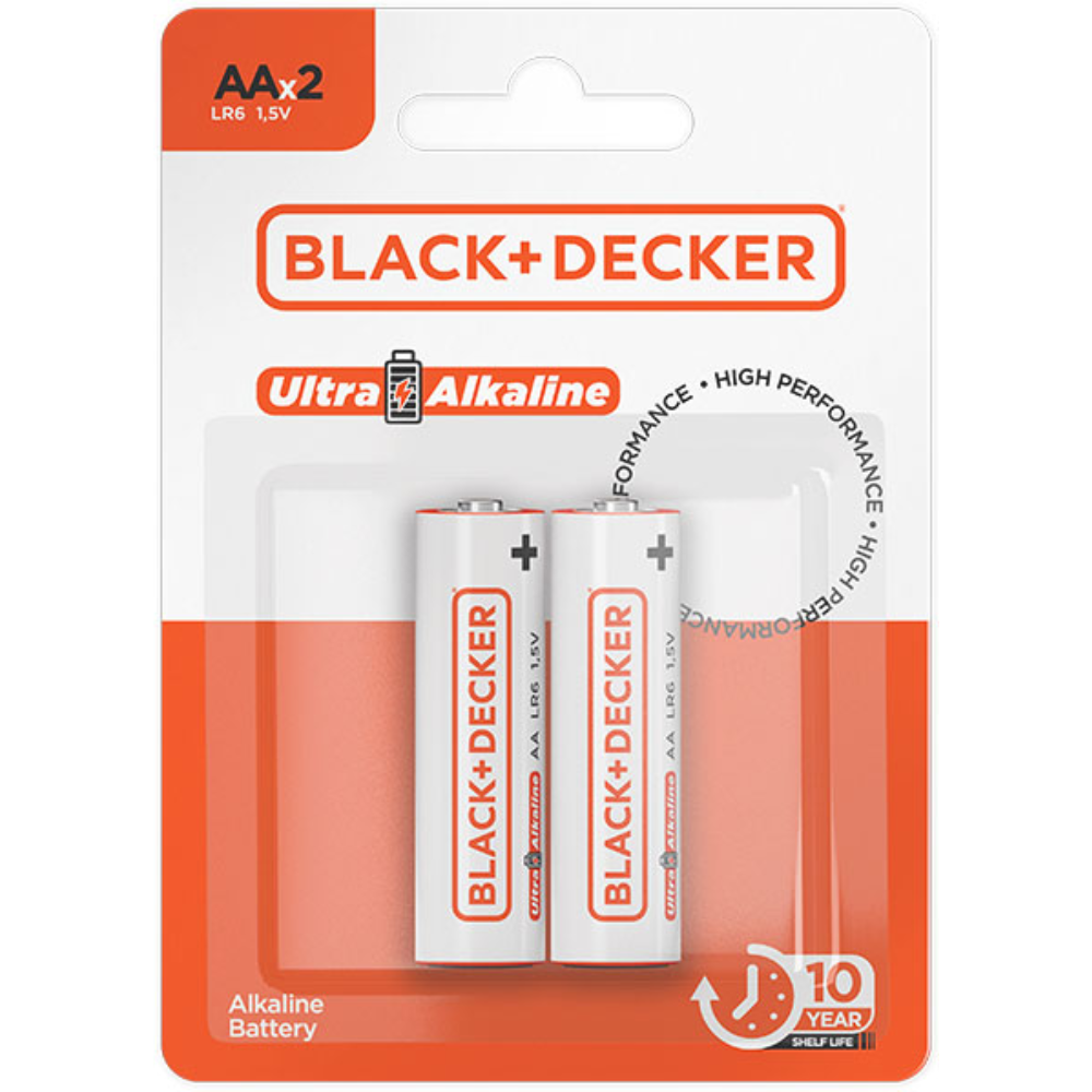 Pilha Alcalina B+D High Ultra Alkaline AA LR6 1,5V Blister Com 2 Unidade BDBT-00AA-02 Black Decker 1