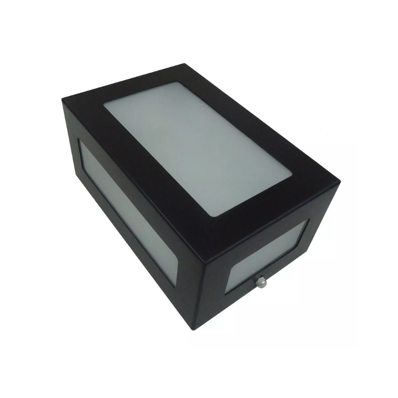 Arandela Retangular 20X13X9Cm Pt E-27 5 Vidros 1025A Badylux 1