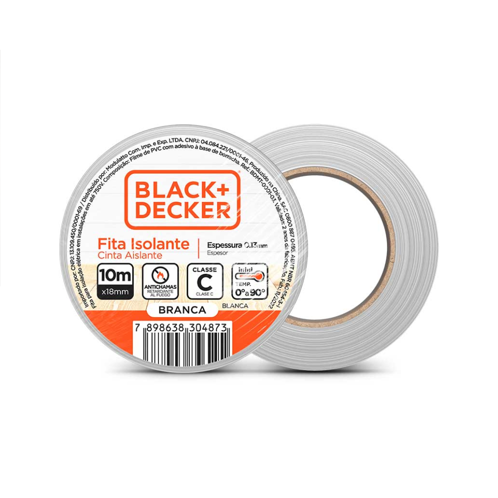 Fita Isolante 18mm X 10 Metros (0,13mm) BRANCA BDMT-0001-03 Black Decker