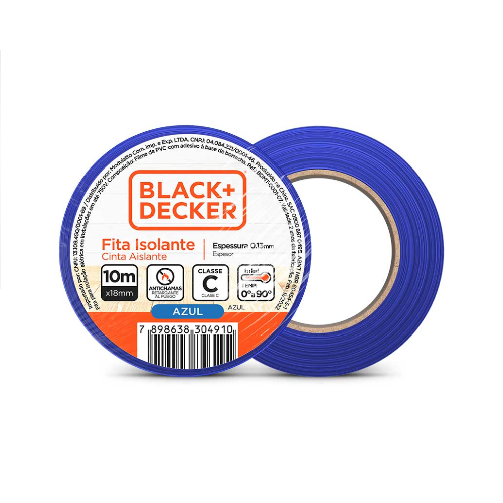 Fita Isolante 18mm X 10 Metros (0,13mm) AZUL BDMT-0001-07 Black Decker 1