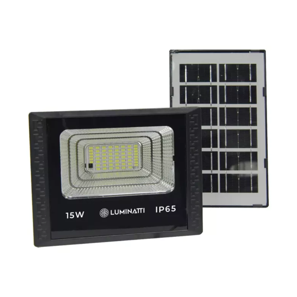 Refletor de Led Solar 15W Branco Frio (Com Controle) IP65 LM2676 Luminatti