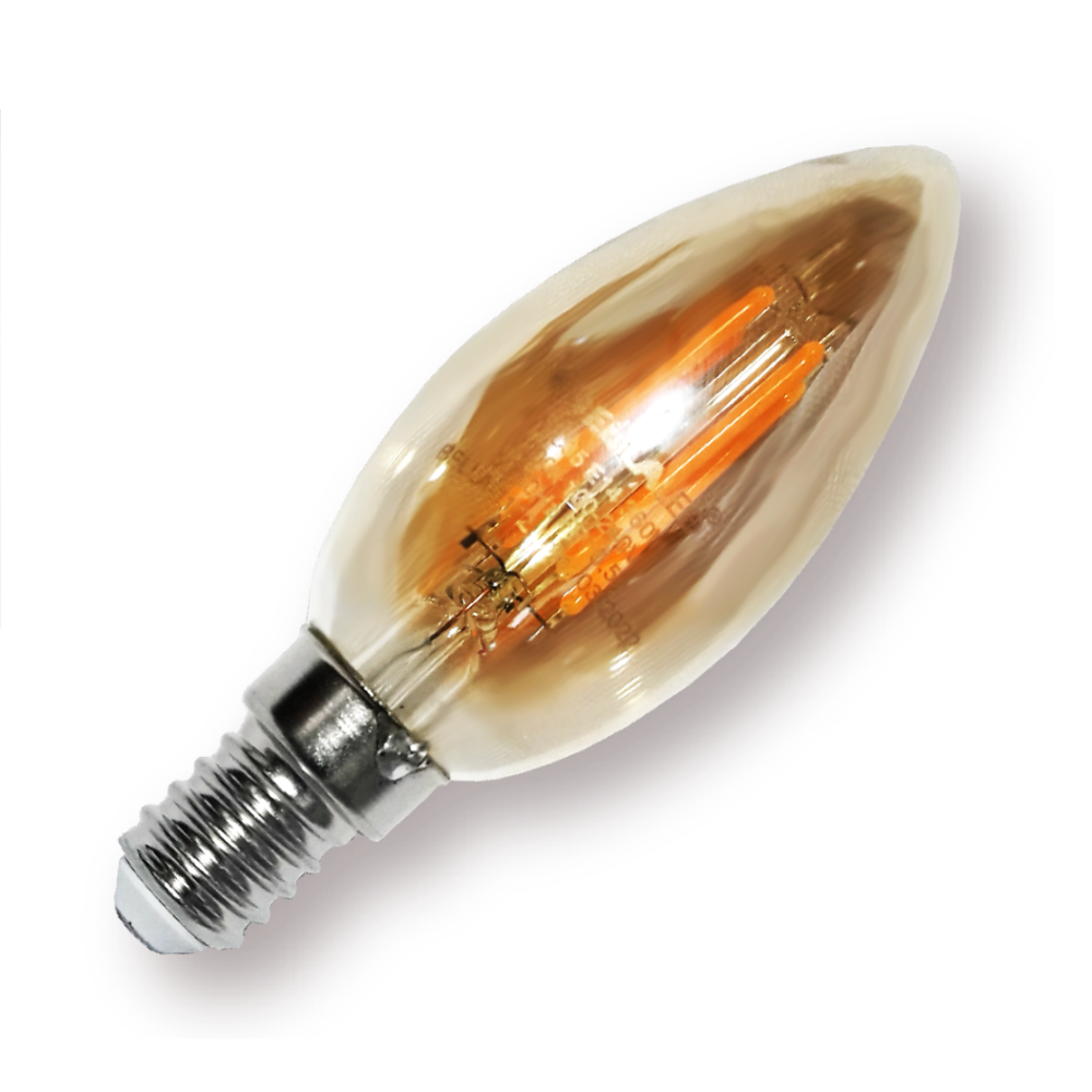 Lampada Led Filamento Vintage 2W VELA C35 127V 2200K E14 Ambar BellaLed