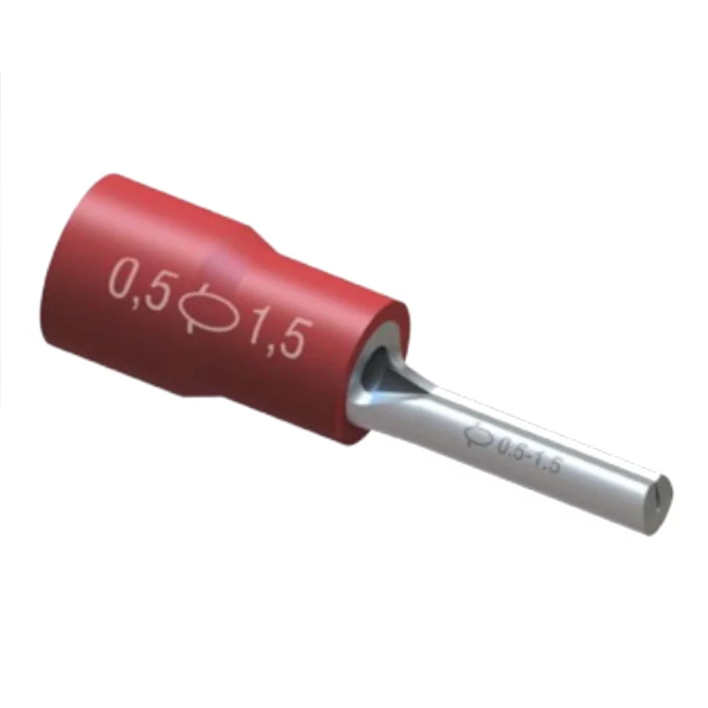 Terminal Pino Compressao 0,5-1,5Mm VERMELHO Pre-Isolado Longo TPP-1,5-12 Intelli
