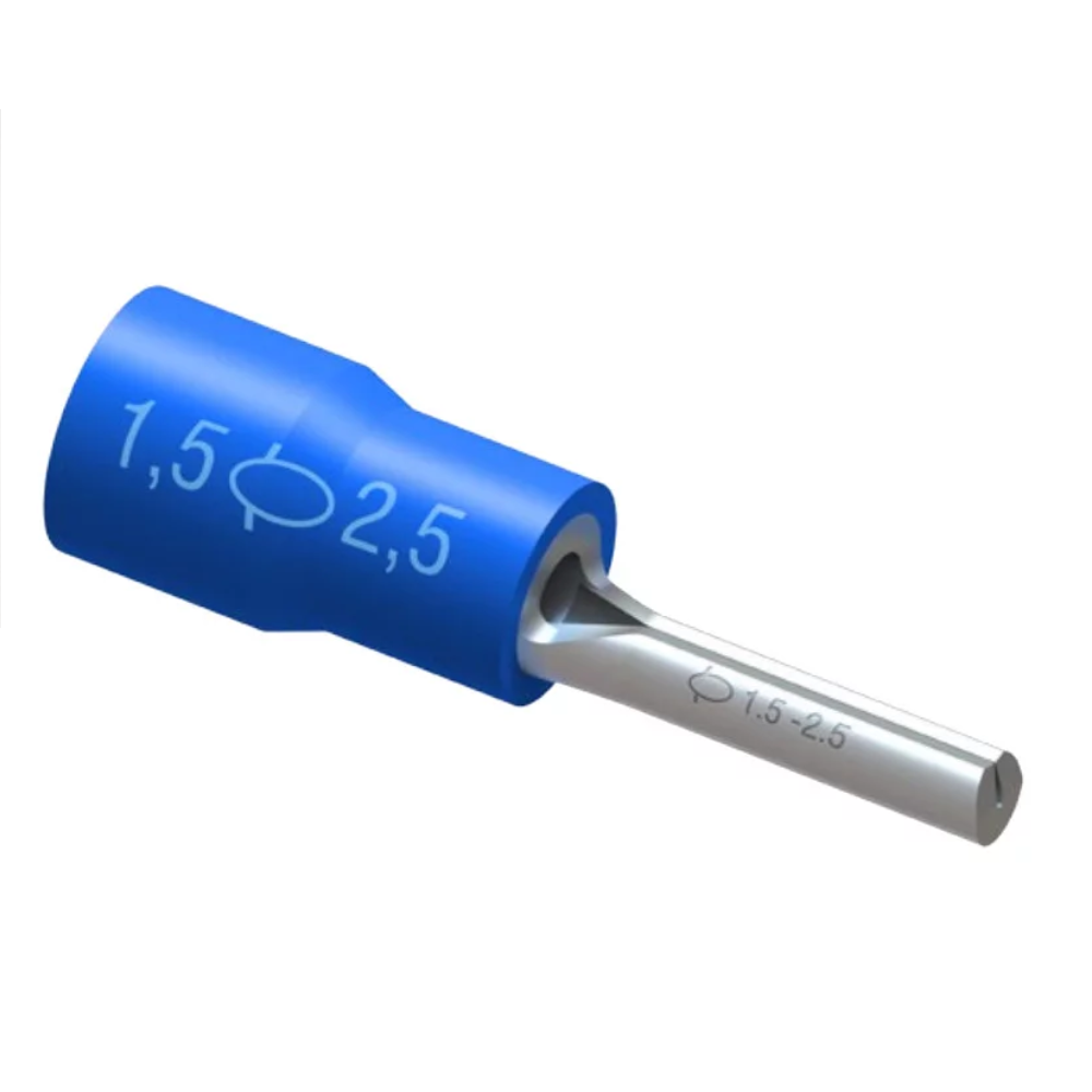 Terminal Pino Compressao 1,5-2,5Mm AZUL Pre-Isolado Longo TPP-2,5-12 Intelli