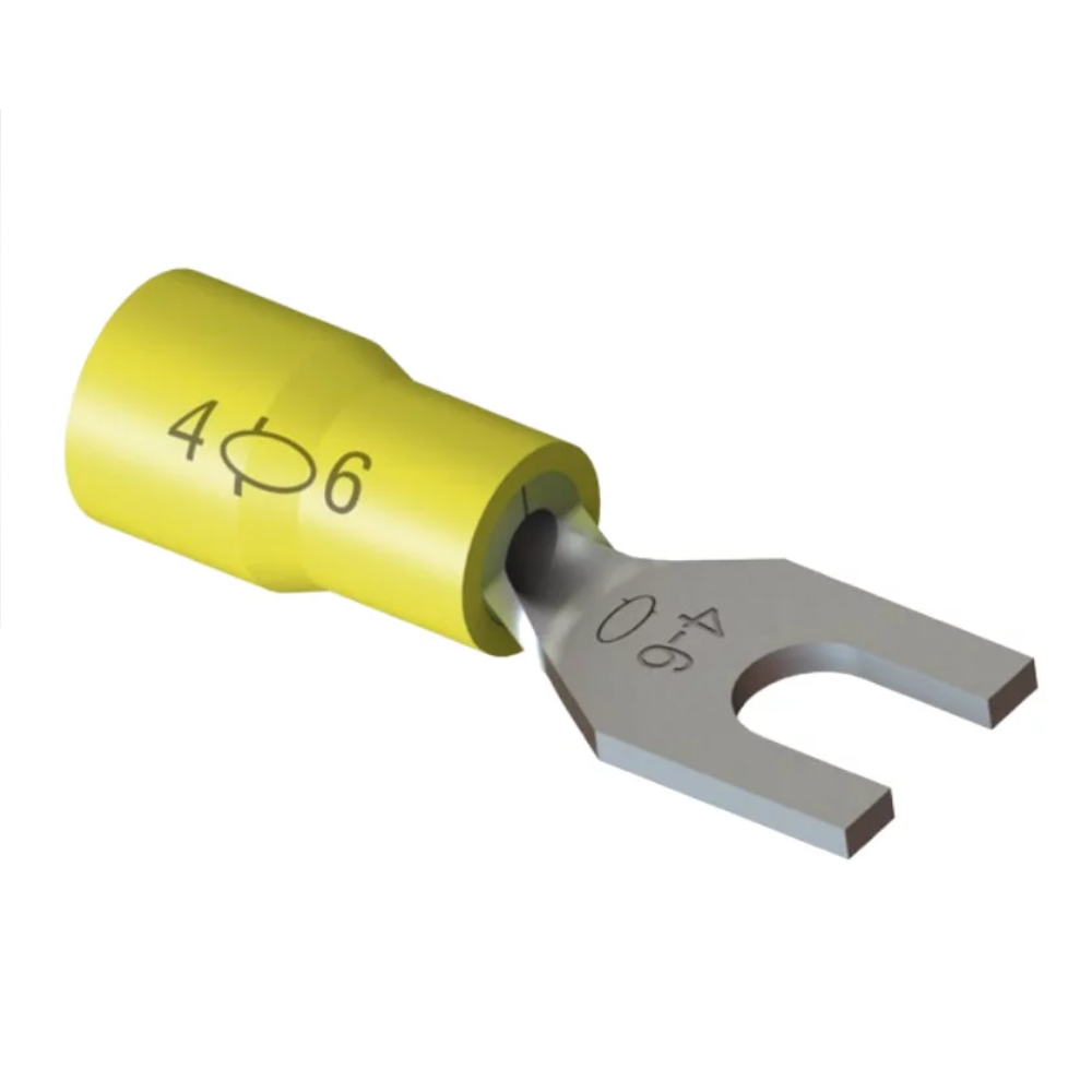 Terminal Forquilha Garfo 4,0-6,0mm F5 Amarelo Pre-Isolado TPF-6-5 Intelli