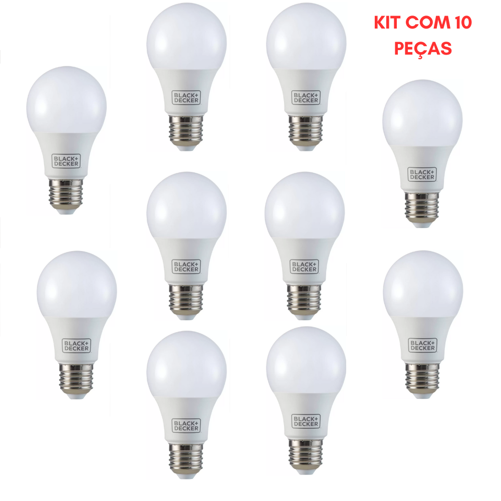 Kit 10 Lampadas Led Bulbo 7W 6500K A55 E27 Bivolt BDA6-0600-02 Black Decker 1