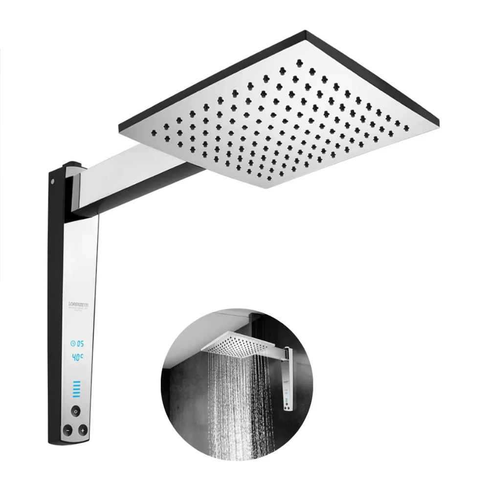 Ducha Acqua Century Digital Preta e Cromada 220V 7500W 7510628 Lorenzetti 1