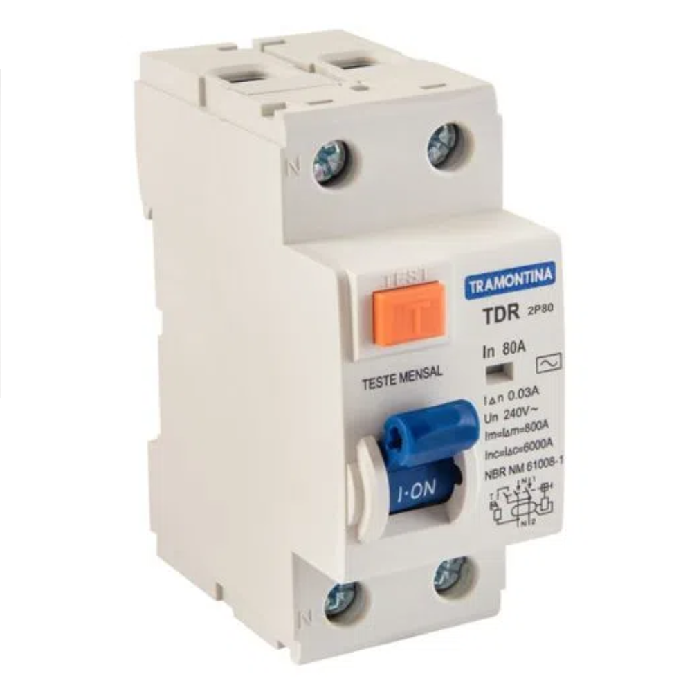 Disjuntor TDR-80 2P 80A 30mA 6kA 58014073 Tramontina