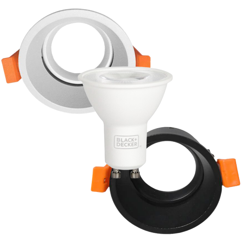 Kit Spot Embutir Hub Microborda Recuado Redondo Luminatti + Lampada Led Dicroica 6,5W Black Decker 1