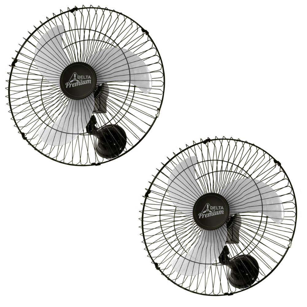 Kit 2 Ventiladores De Parede 60cm Oscilante PREMIUM PRETO Grade de Aço Preta 170W Bivolt 73-6425 Ventidelta