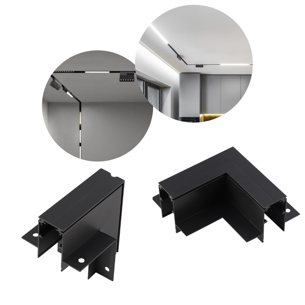 Conectores Joelho Preto para Trilho de Embutir no Frame Magnético – Luminatti 1