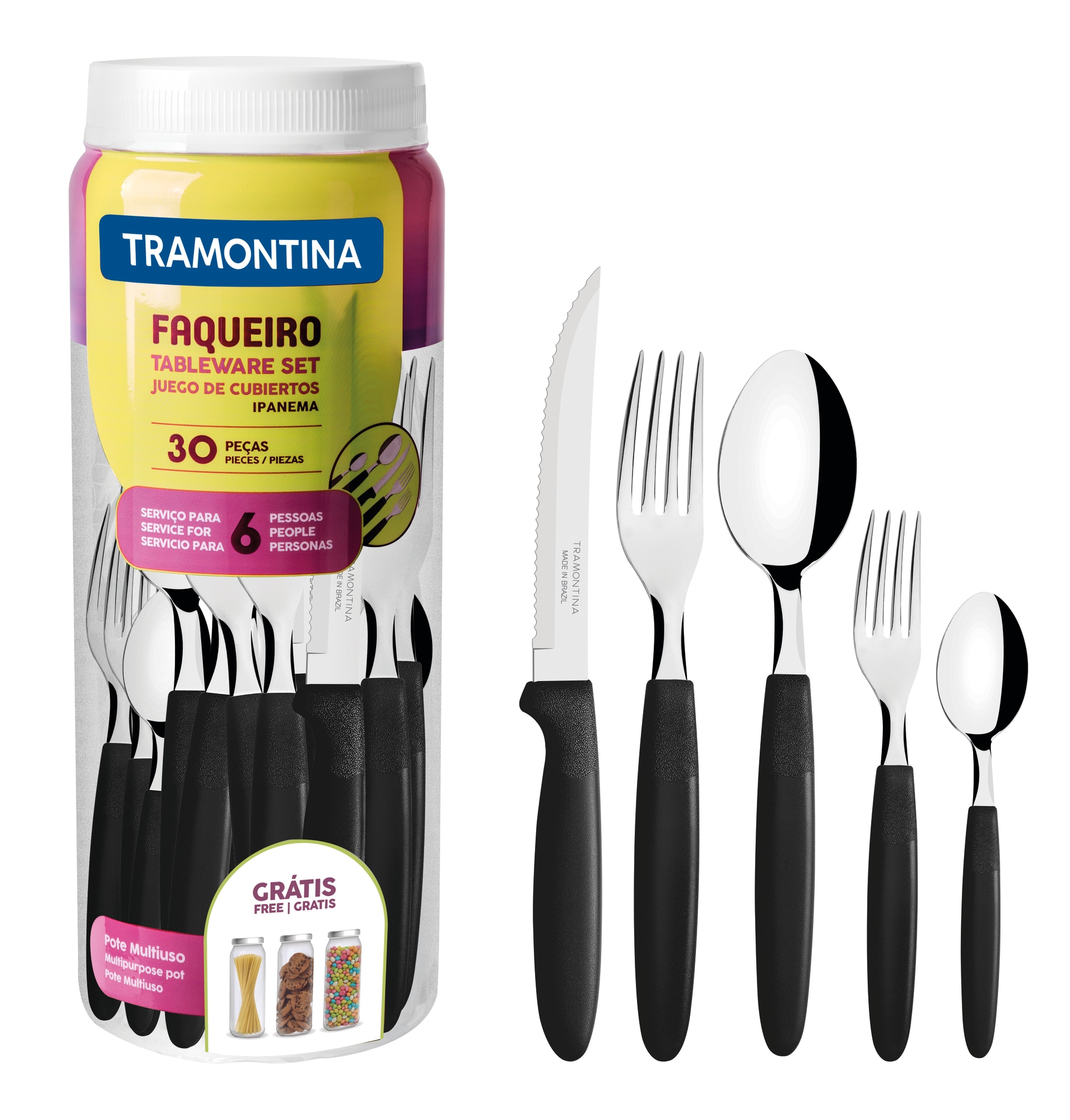 Faqueiro 30 Peças Inox Tramontina Ipanema Preto 23398088 1