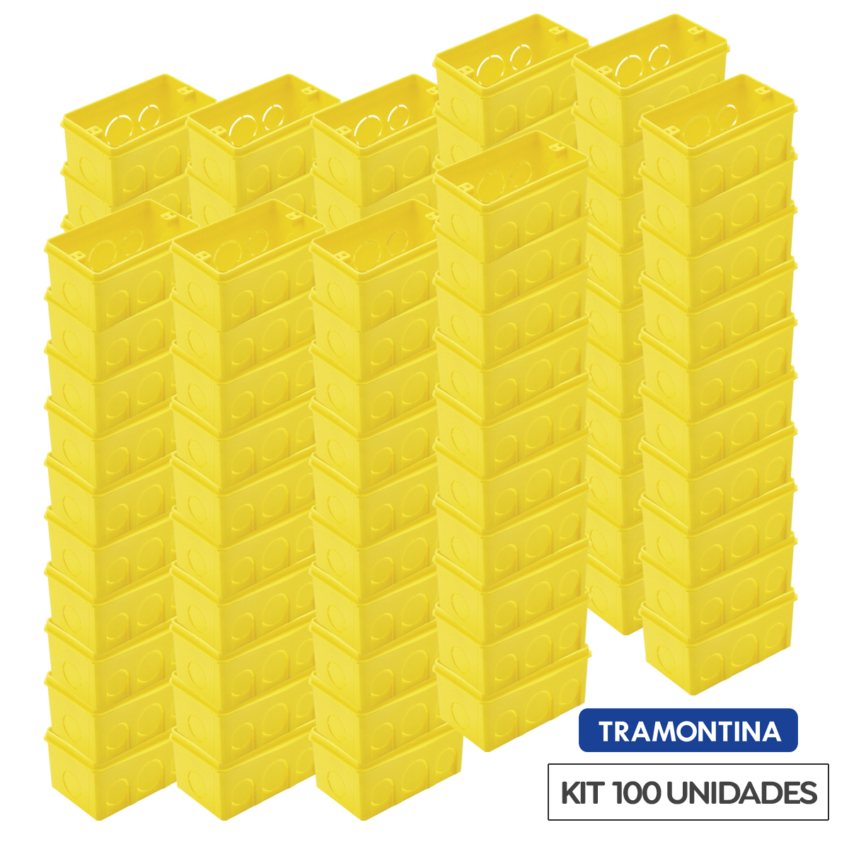 Kit 100 Caixas De PVC 4X2 Retangular Amarela 57500/041 Tramontina 1