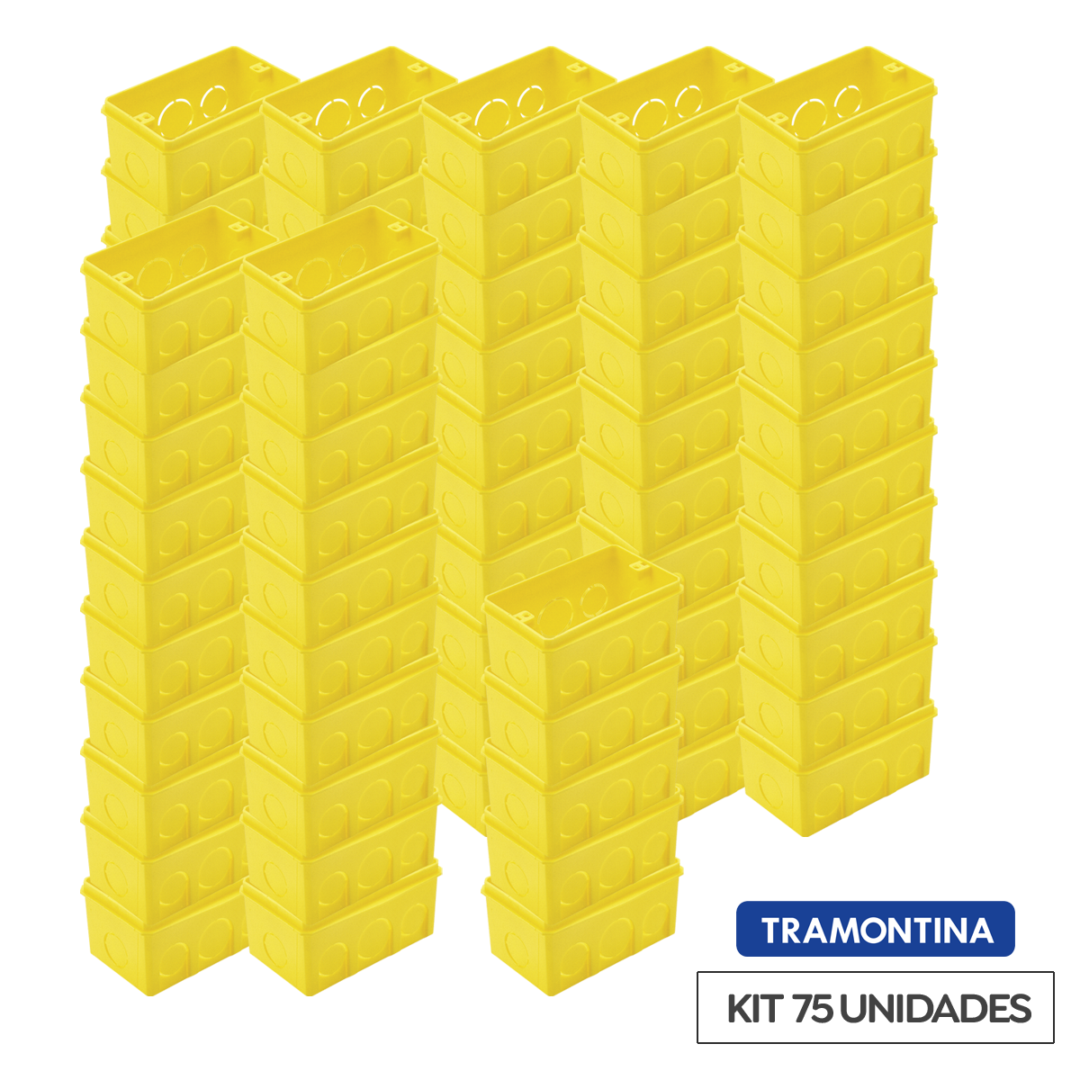 Kit 75 Caixas De PVC 4X2 Retangular Amarela 57500/041 Tramontina 1