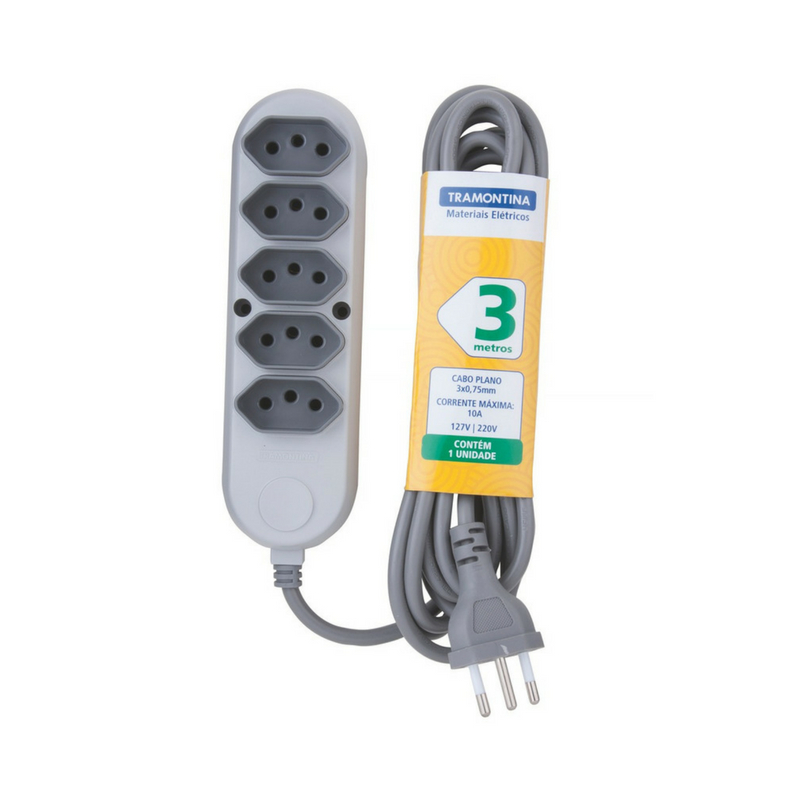 Extensao Quintupla 2P T 10A 3Mt Cz 57504030 Tramontina 1