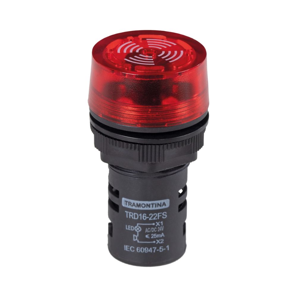 Sinalizador Sonoro 24V Vermelho TRD16-22FS AC/DC Em Termoplastico 58015540 Tramontina 1