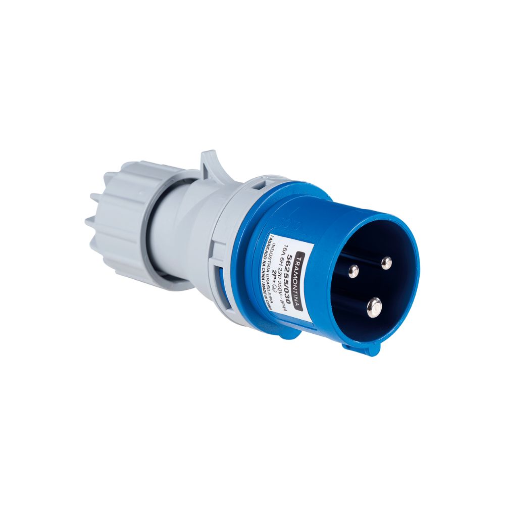 Plugue Movel Industrial 2P T 32A 220-250V 6H Azul IP44 56255035 Tramontina 1