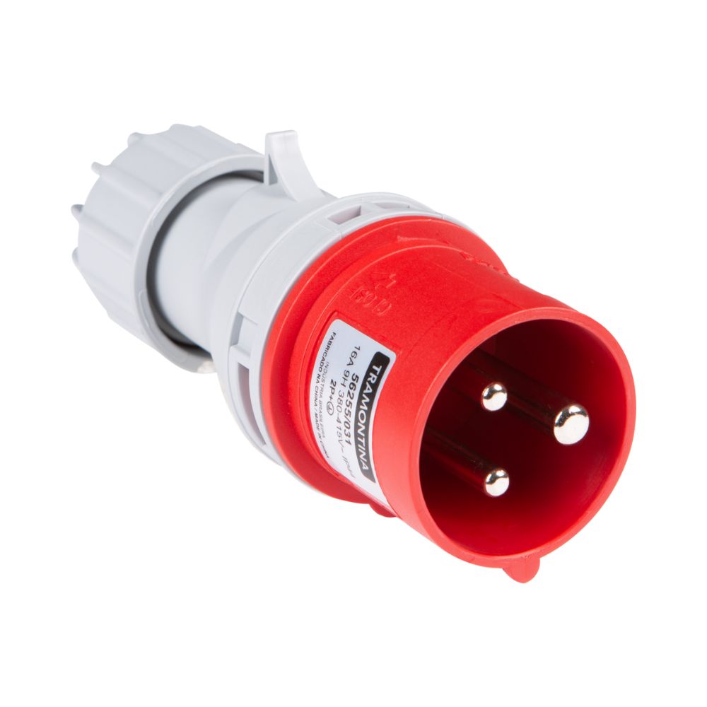 Plugue Movel Industrial 2P T 32A 380-415V 9H Vermelha IP44 56255037 Tramontina 1