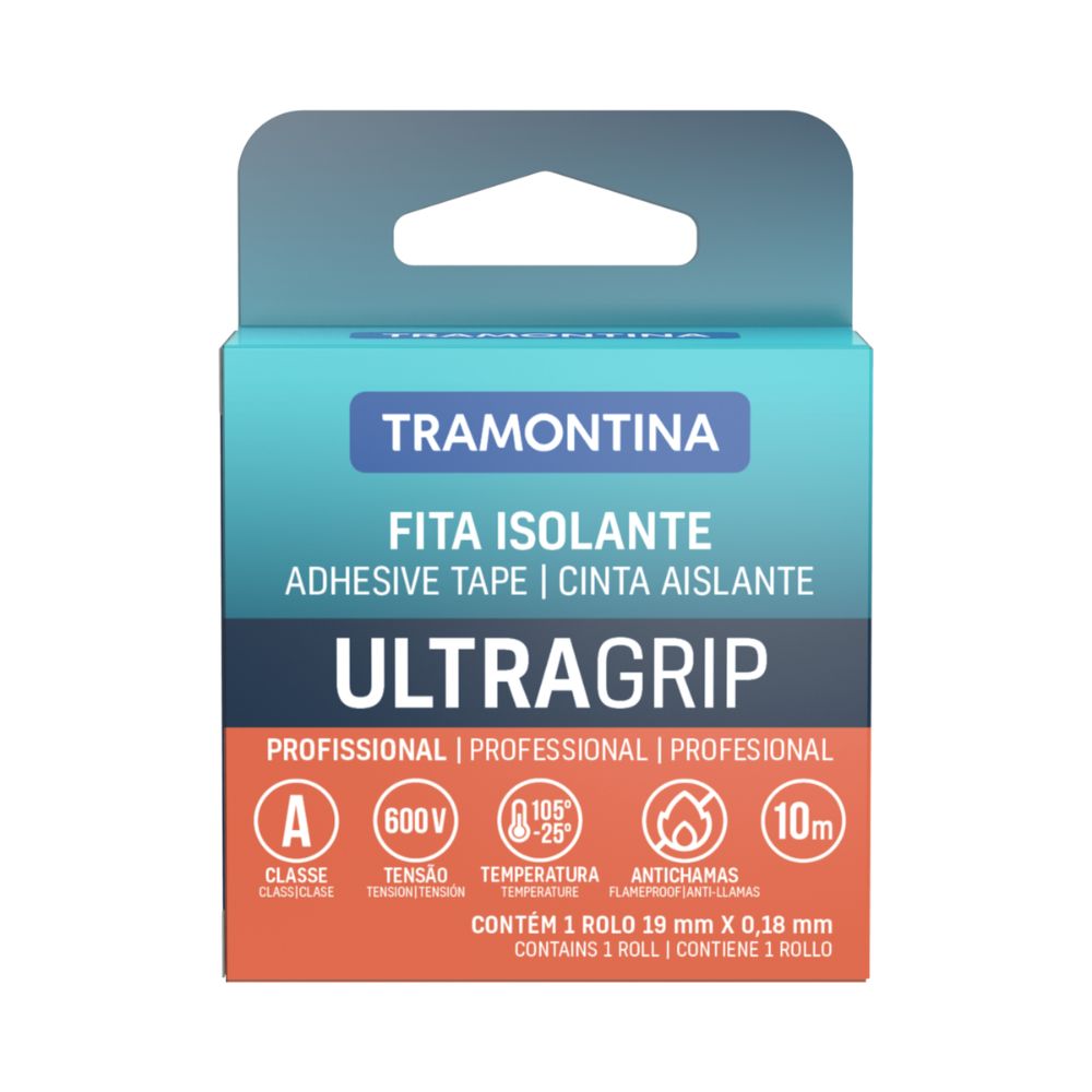 Fita Isolante Ultragrip 19mm X 10 Metros (0,18mm) PRETA 57545551 Tramontina