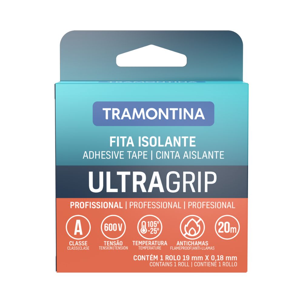 Fita Isolante Ultragrip 19mm X 20 Metros (0,18mm) PRETA 57545552 Tramontina