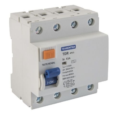 Disjuntor TDR-63 4P 63A 30Ma 6KA 58014077 Tramontina 1